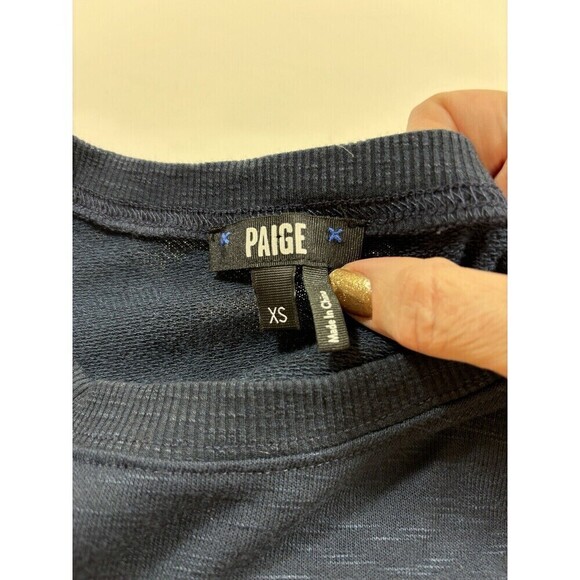 Paige Brielle Tee Shirt Dress Navy Blue XS Drawstring Waist Flutter Sleeve - Picture 9 of 16